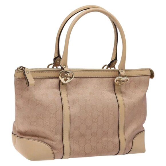 GUCCI GG Canvas Lovely Tote Bag Pink Gold 257069 Auth